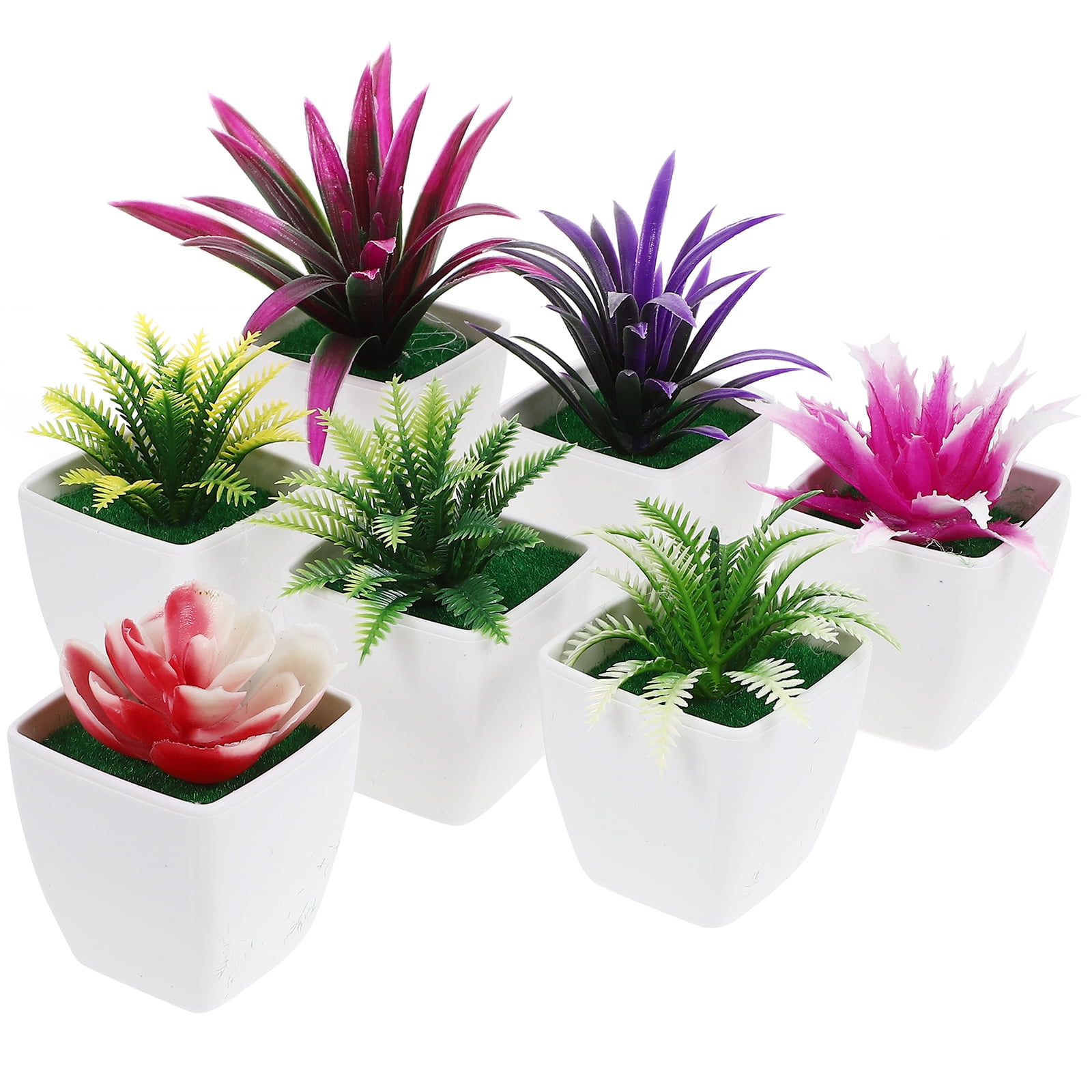 7 pcs Mini Potted Plant Pots Small Potted Plant Bonsai Desktop Fake Potted Plant Model