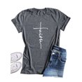 thumbnail image 3 of Nlife Women's Short Sleeve Faith Letter Print Pullover Tops, 3 of 5
