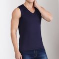 thumbnail image 3 of Mens Summer Ice Silk Traceless Thin Breathable Pure Color V-neck Sleeveless Top, 3 of 9