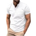 thumbnail image 1 of FAIWAD Mens Short Sleeve T-Shirts Round Neck Stretch Casual 3 Button Baisc Pullover Tops with Pocket, 1 of 6
