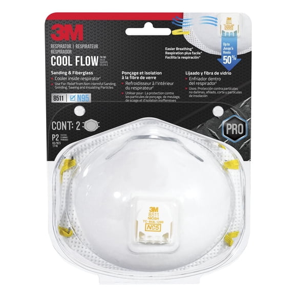3M™ Respirator 8511H2-DC-PSCA, Pro Series, Sanding & Fibreglass, N95, Valved, 2/Pack
