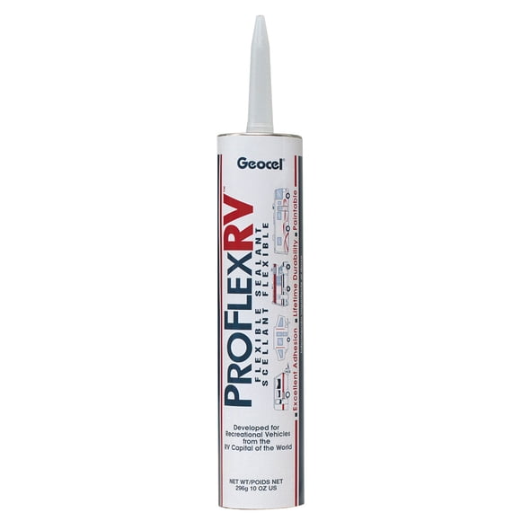 Geocel Roof Sealant GC28859 Pro Flex RV; Compatible With Aluminum/Glass/Kynar 500 Coated Steel/Wood/Fiberglass And Vinyl; Paste; Almond; 10 Ounce Cartridge; Single; Paintable; UV And Mildew Resistant
