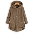 thumbnail image 2 of Pisexur Shacket Jacket Women Plu Size Button Plush Top Hooded Loose Cardigan Wool Coat Winter Jacket Pocketed Shirts Fall Jacket Shackets, 2 of 4