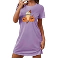thumbnail image 4 of Sakmal Robe de Nuit Moo Moo Violette pour Femmes Courte Grande Taille Halloween Douce Robe de Nuit à Manches Courtes Imprimé Citrouille Robes de Nuit pour Femmes, 4 of 5