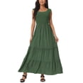 thumbnail image 1 of INSPIRE CHIC Robe d'Été Sans Manches pour Femme Col Rond Robe Maxi Décontractée avec Poches G Vert Armée, 1 of 6