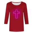 thumbnail image 4 of EGNMCR Easter T-Shirt Imprimé Femmes T-Shirts Graphiques T-Shirts pour Femmes Mode Femme Décontracté Noël Imprimé Col Rond Blouse Imprimée T-Shirt Manches 3/4 T-Shirt Blouses T-Shirts Femmes, 4 of 4