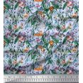 thumbnail image 1 of Soimoi Modal Satin Fabric Leaves & Cartoon Animals Jungle Print Fabric by The Yard 42 Inch Wide, 1 of 3