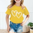thumbnail image 2 of PMVFHDE T-Shirt d'Été pour Filles à Imprimé Graphique Mignon, Col Rond, Manches Courtes – Haut Décontracté Respirant pour Enfants, Jeux Extérieurs, T-Shirt Décontracté d'Été Jaune, 9-10 Ans, 2 of 5
