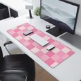 thumbnail image 3 of Beautiful Pastel Checkered Mouse Pad - Cute Boho Aesthetic for Your Home Office, Anti-Slip Rubber Base, Perfect for Computers & Laptops, Extra Large 31.5x11.8in, 3 of 7