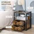 thumbnail image 4 of HOMCOM Nightstand with 2 Drawers, Industrial Side Table with Storage Shelf, Accent End Table for Bedroom, Living Room, Rustic Brown, 4 of 10