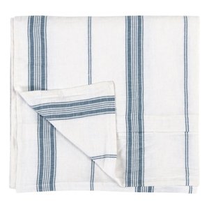 Pemberly Row 108" Fabric Stripe Pattern King Duvet Cover in Blue/White