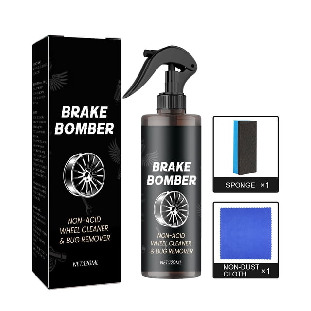 Wheel Cleaner Non Acid Car Wheel And Tire Cleaner 120Ml Safe For Alloy Chrome And Paint Includes Sponge And Cloth