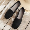thumbnail image 4 of Womens Casual Shoes Large Size Knit Solid Color Simplicity Soft Sole Square Toe Flat Bottom Comfortable Breathable Mesh Walking Shoes Slip on Single Shoes Black, 4 of 5
