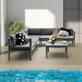 thumbnail image 4 of Gymax 3PCS Patio Furniture Set Aluminum Lounge Adjust Back Recliner Sofa Table Cushion, 4 of 10