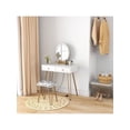 thumbnail image 2 of Ourlova Table With Mirror Lamp.Dressing Table With 4 Drawers.3 Lighting Modes.Dressing Table With Upholstered Stool And Table. Round Mirror Dressing Table For Bedroom White, 2 of 5