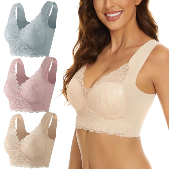Bras for Women 3 Pieces Lace Bra Plus Size Bra Women Underwear Bralette Crop Top Sexy Female Bra Large Top Female Push Up Brassiere Laced Bra XXXXL