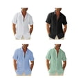 thumbnail image 1 of pitrice Men Shirt Casual Short Sleeve Breathable Replacement Button Down Solid Color Fashionable Home Dating Shirts Top Light Blue 3XL 1Set, 1 of 5
