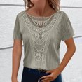 thumbnail image 4 of Posijego Tunique en Tricot pour Femmes Hauts Amples à Col Rond Manches Courtes Chandail Léger, 4 of 7