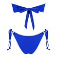 thumbnail image 2 of Womens 2 Piece Swimsuits Solid Color Strapless Backless Gathering Separate Bikini Blue Women's Swimwear XL, 2 of 3