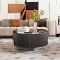 thumbnail image 2 of Noble House 31.5'' Accent Round Coffee Table,2 large Drawers Storage,Black, 2 of 9