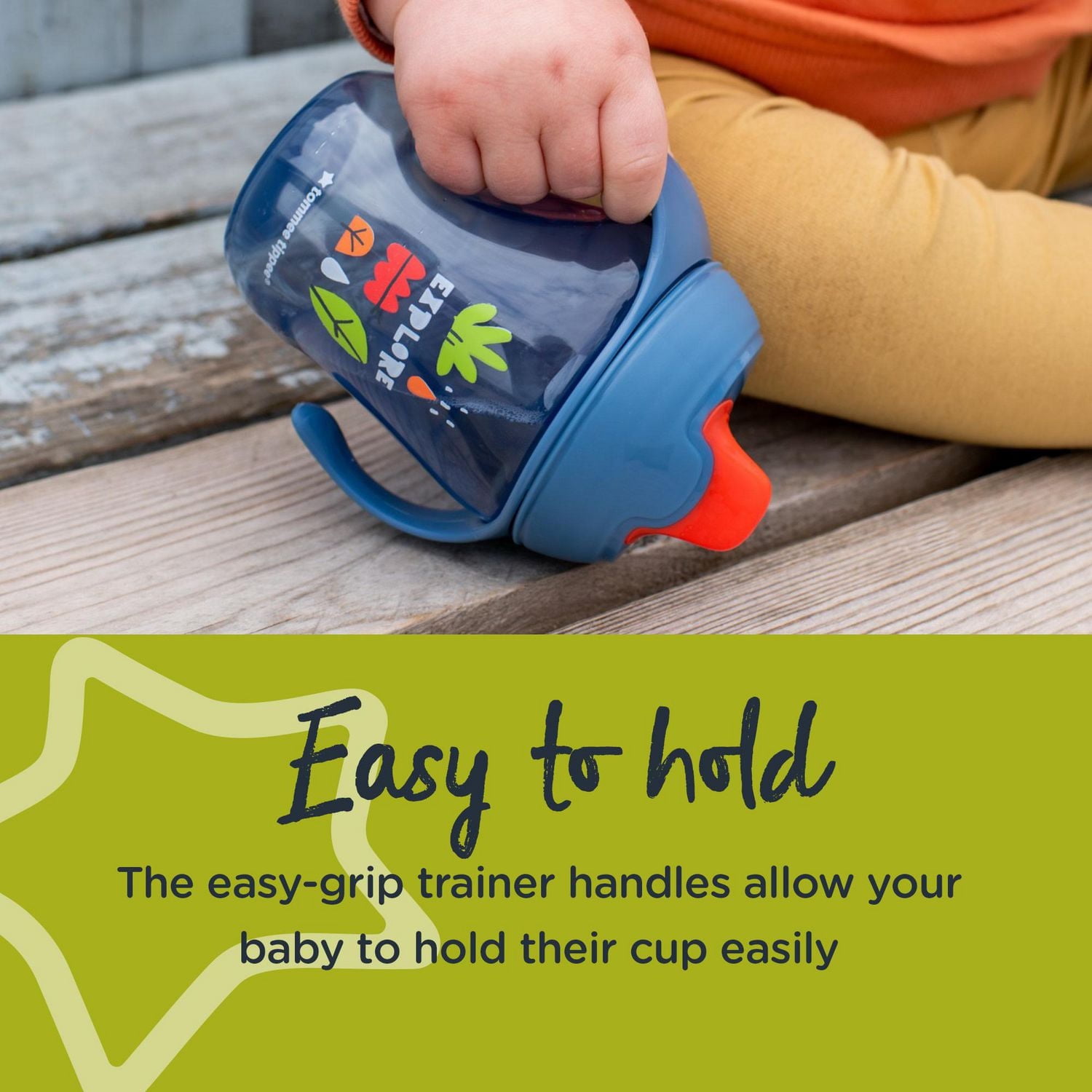 Tommee Tippee Sippee Trainer Cup with Handles, Water Bottle for Toddlers, Spill-Proof, BPA Free, 3x8oz, 7m+, Blue, Orange and Green