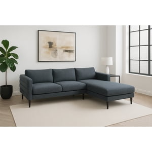 K Living Section de tissu en forme de L de Brayden en gris de charbon pour Living Salle