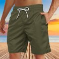 thumbnail image 3 of Yuyuzo Mens Shorts High Waisted Drawstring Quick Dry Summer Beach Swim Knee Length Shorts with Pockets, 3 of 4