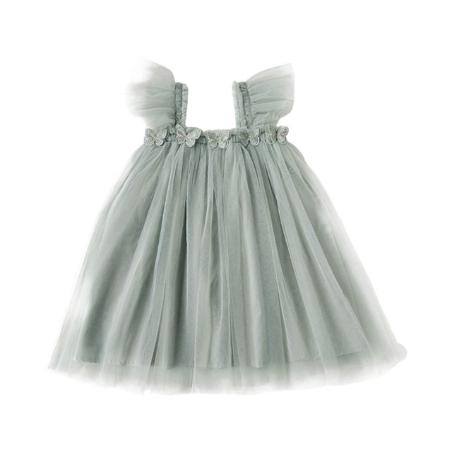 MHFRRA Robe de Printemps pour Filles Robe de Fête à Manches Volantes pour Tout-Petits Robe de Fête Dansante Vêtements 12-18 Mois