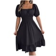 thumbnail image 1 of HomeGardon Liquidation de Robes d'Été! Robes pour Femmes 2025, Robe d'Été Décontractée pour Femme à Manches Courtes, Taille Cintrée, Couleur Unie, P-TG, 1 of 7