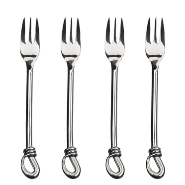 Gourmet Settings Twist 4 Piece Cocktail Fork Sets (Handmade Flatware)