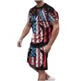 thumbnail image 2 of cllios Mens Independence Day Short Sets 4th of July Short Sleeve Tshirts and Drawstring Short Matching Suits Stars and Stripes Graphic Muscle Tracksuits Sets with Pockets, 2 of 5
