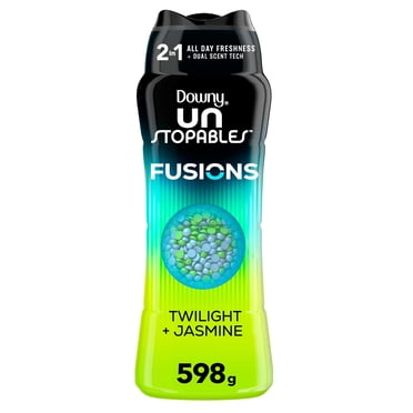 Perles rehausse-parfum pour la lessive Downy Unstopables Fusions, parfum Pénombre et jasmin, fraîcheur 2 en 1 toute la journée, technologie à double parfum