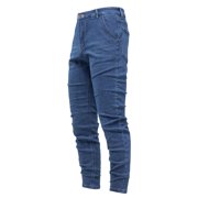 Yaoyar Stretchy Skniiy Denim Pants for Men Versatile Solid Color High Waisted Jeans with Pockets