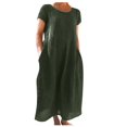 thumbnail image 2 of Robe Midi Décontractée à Manches Courtes et Col Rond pour Femmes avec Poches, 2 of 5