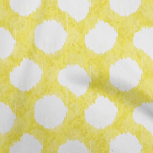 oneOone Silk Tabby Yellow Fabric Asian Ikat Craft Projects Decor Fabric Printed By The Yard 42 Inch Wide