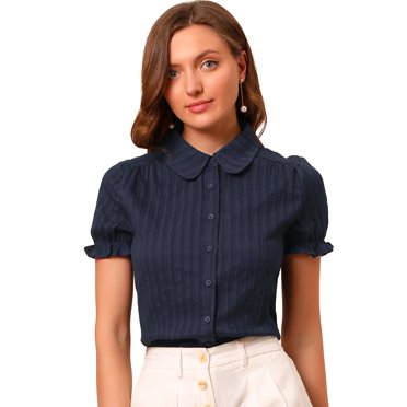 INSPIRE CHIC Chemise à Manches Courtes pour Femme en Coton à Imprimé Floral avec Col Peter Pan