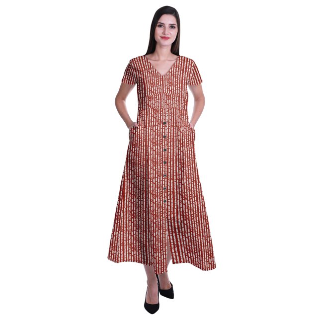 Moomaya Robe Longue Maxi pour Femmes à Manches Courtes, Robe Formelle/décontractée avec Poches P-TTG