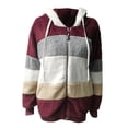 thumbnail image 4 of FAIWAD Women's Full Zip Fuzzy Fleece Hooded Coat Color Block Drawstring Fall Winter Warm Coat with Pockets, 4 of 5