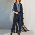 thumbnail image 1 of Veste Sans Manches à Franges Mode Couleur Unie pour Femmes, Débardeur Coupe Ajustée, Châle, 1 of 1