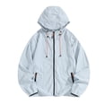 thumbnail image 1 of Maqroz Veste de Soleil pour Homme UPF 50++ à Capuche à Fermeture Éclair Intégrale Protection UV SPF Rafraîchissante Légère avec Poches Été Ajustable Séchage Rapide Veste de Sport de Piste Randonnée Pêche Plein Air Bleu Ciel TG, 1 of 4