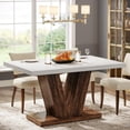 thumbnail image 3 of Tribesigns 47" Dining Table for 4, White Wood Kitchen Dinner Table for Dining Room, Brown, 3 of 5