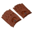 thumbnail image 4 of Milaget Retro PU Leather Men Fingerless Driving Cycling Gloves XL Brown Button, 4 of 9
