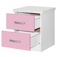 thumbnail image 4 of Pemberly Row Contemporary Faux Wood 2 Drawer Nightstand in Pink & White, 4 of 7