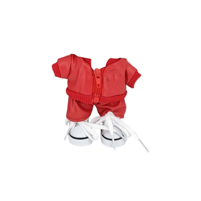 Doll Accessory Clothing: 17cm Doll Wearing A Unique Red Leather Jacket Design