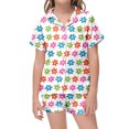 thumbnail image 2 of MIASHUI Girls Pajamas Set Flower Pattern Button-Down Sleepwear 2 Piece Nightwear,White,4-5 Years, 2 of 4