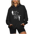 thumbnail image 1 of IROINID Rabais Hauts à Manches Longues pour Femmes Col Rond à Capuche Détente Imprimé Chandail Blouse Chandail en Molleton Hauts Chemises Hauts,Noir, 1 of 5