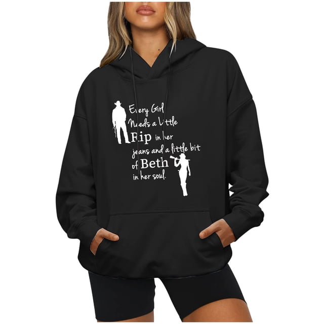 IROINID Rabais Hauts à Manches Longues pour Femmes Col Rond à Capuche Détente Imprimé Chandail Blouse Chandail en Molleton Hauts Chemises Hauts,Noir