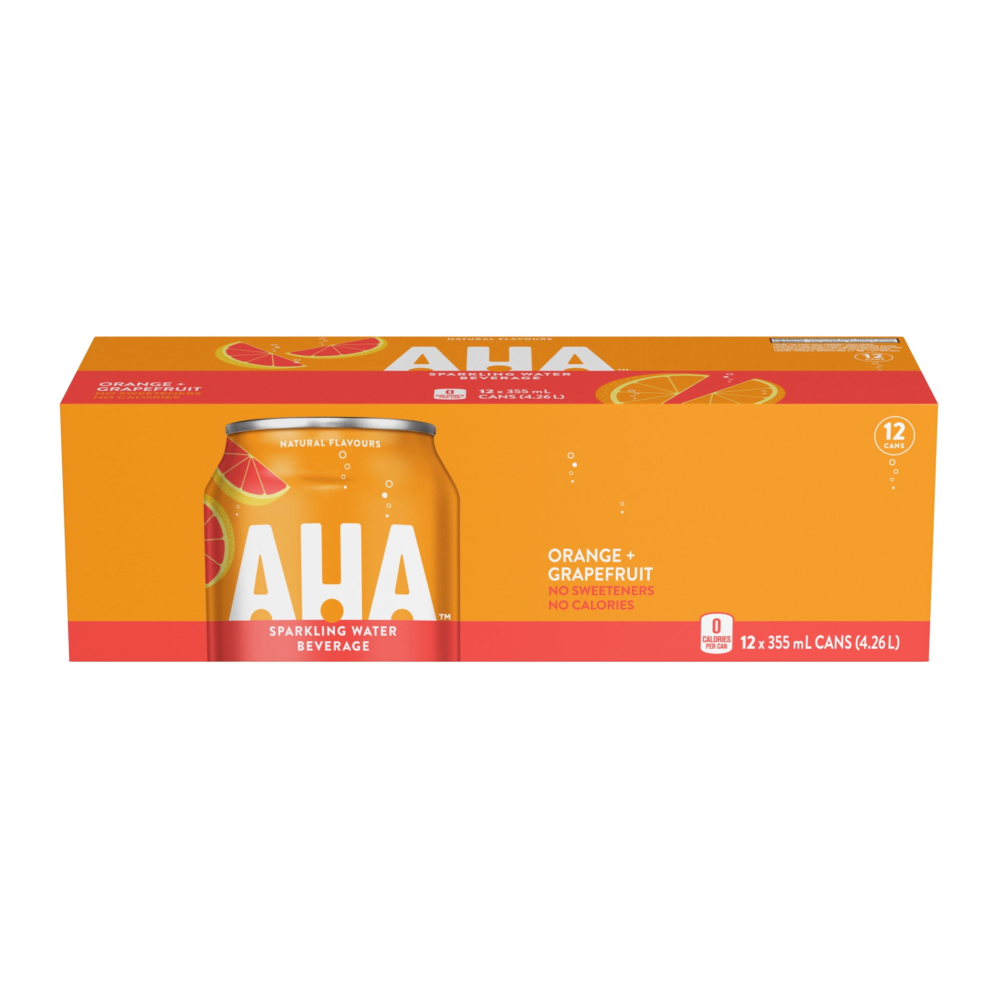 Aha Orange + Pamplemousse Fridge Pack Cannettes, 355 mL, 12 Pack