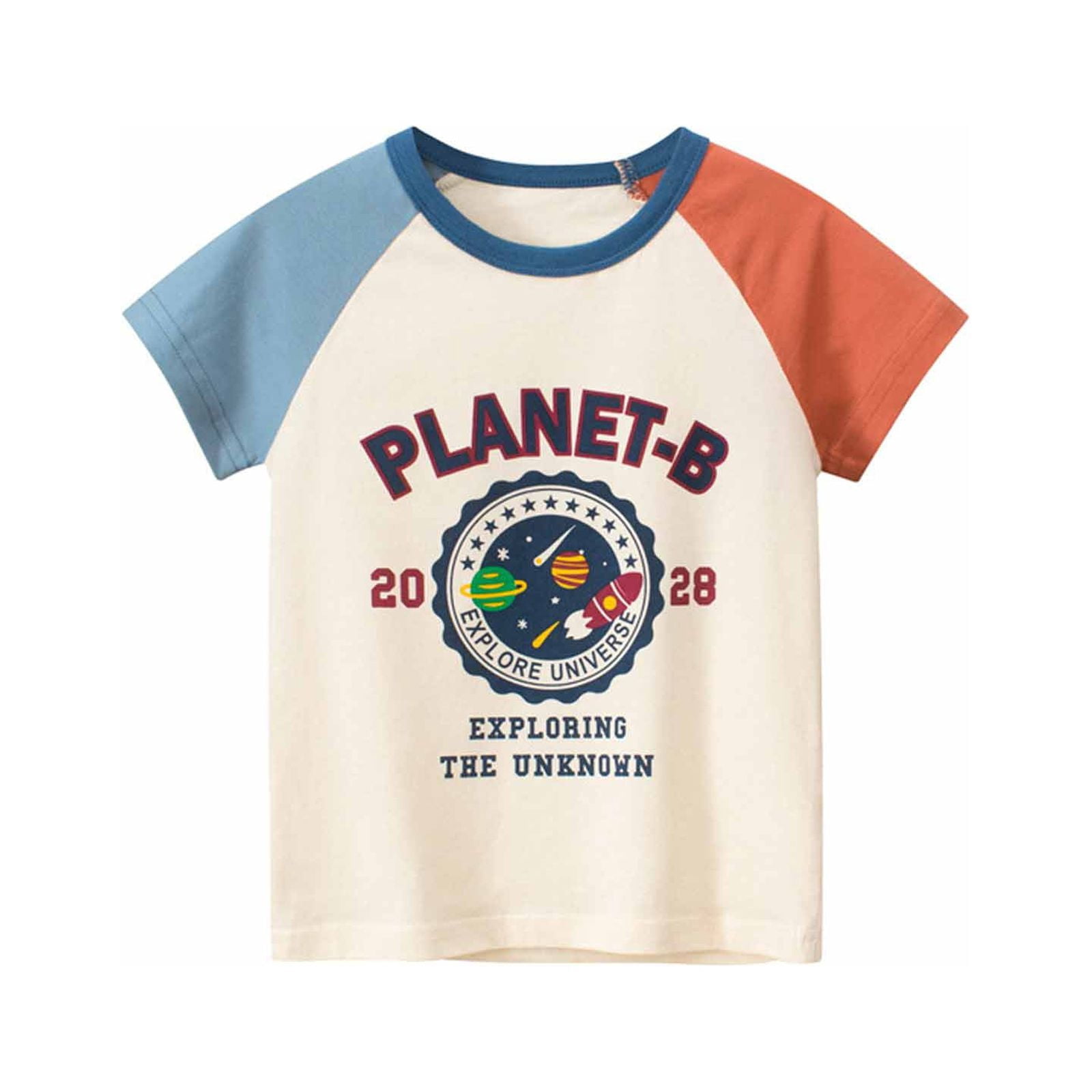 EQWLJWE Été Hauts pour les Enfants Bébé Garçons Col Rond Manches Courtes Coton Mode Anglais Vélo Imprimé T-shirt