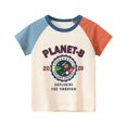 thumbnail image 1 of EQWLJWE Été Hauts pour les Enfants Bébé Garçons Col Rond Manches Courtes Coton Mode Anglais Vélo Imprimé T-shirt, 1 of 9